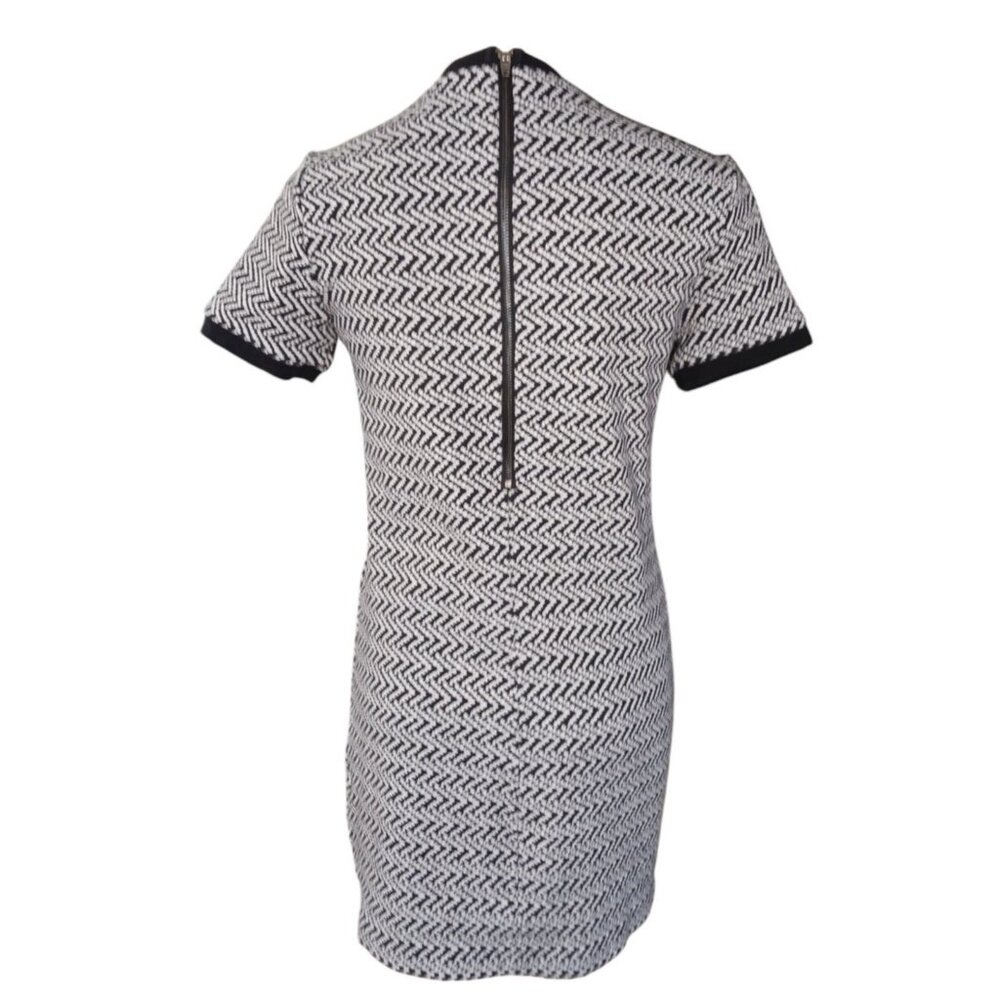 Forever 21 GoGo Mini Ringer TShirt Dress Black White Chevron Womens M Retro - Picture 5 of 11